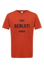 Мужская хлопковая футболка BERLUTI оранжевого цвета, арт. R18JRS50-007 | Фото 1 (Рукава: Короткие; Длина (для топов): Стандартные; Принт: С принтом; Материал внешний: Хлопок; Стили: Кэжуэл)