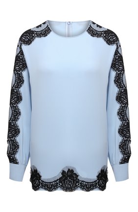 Женская шелковая блузка DOLCE & GABBANA голубого цвета по цене 99500 руб., арт. F74V0T/FUABF | Фото 1 Женская шелковая блузка DOLCE & GABBANA голубого цвета, арт. F74V0T/FUABF | Фото 1