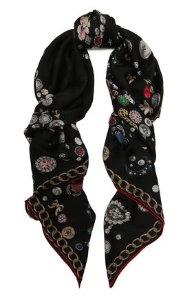 Женская шелковая шаль ALEXANDER MCQUEEN черного цвета по цене 33950 руб., арт. 650048/3011Q | Фото 1 Женская шелковая шаль ALEXANDER MCQUEEN черного цвета, арт. 650048/3011Q | Фото 1