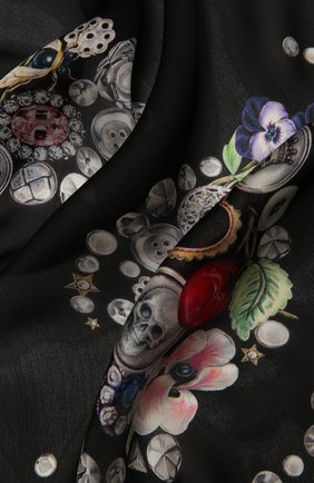 Женская шелковая шаль ALEXANDER MCQUEEN черного цвета по цене 33950 руб., арт. 650048/3011Q | Фото 2 Женская шелковая шаль ALEXANDER MCQUEEN черного цвета, арт. 650048/3011Q | Фото 2