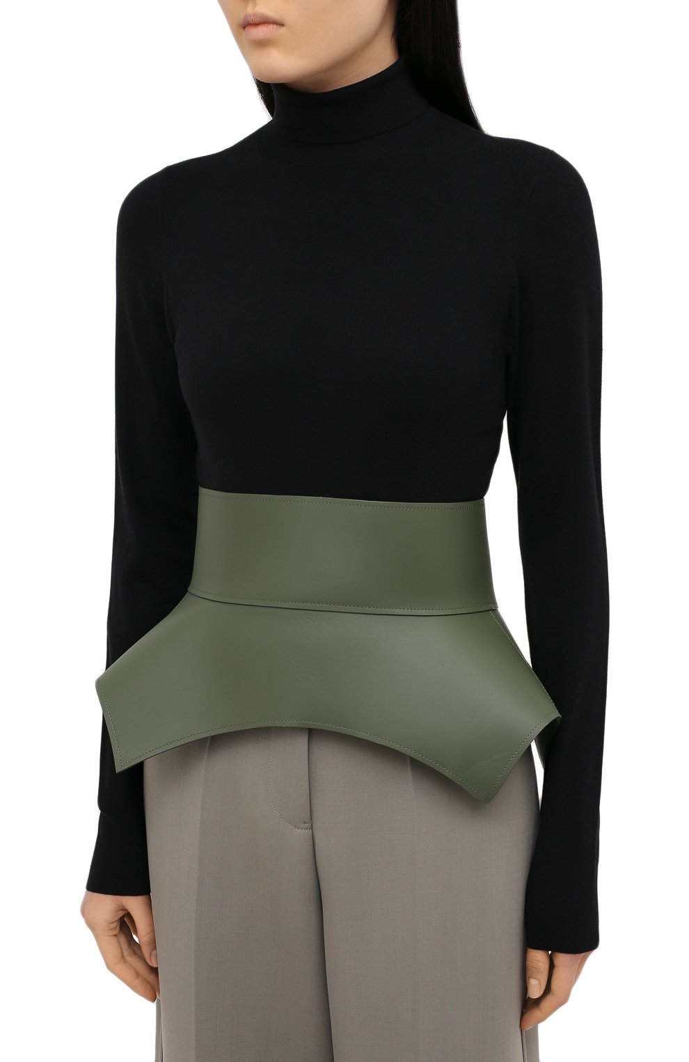 Женский кожаный пояс LOEWE светло-зеленого цвета, арт. S540250X17 | Фото 3 (Кросс-КТ: Широкие)
