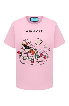 Женская хлопковая футболка GUCCI розового цвета по цене 51900 руб., арт. 580762/XJDBH | Фото 1 Женская хлопковая футболка GUCCI розового цвета, арт. 580762/XJDBH | Фото 1