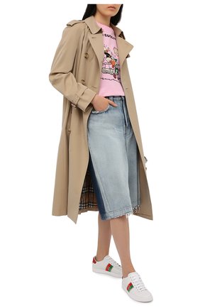 Женская хлопковая футболка GUCCI розового цвета по цене 51900 руб., арт. 580762/XJDBH | Фото 2 Женская хлопковая футболка GUCCI розового цвета, арт. 580762/XJDBH | Фото 2