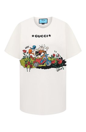 Женская хлопковая футболка GUCCI белого цвета по цене 51900 руб., арт. 615044/XJDBI | Фото 1 Женская хлопковая футболка GUCCI белого цвета, арт. 615044/XJDBI | Фото 1