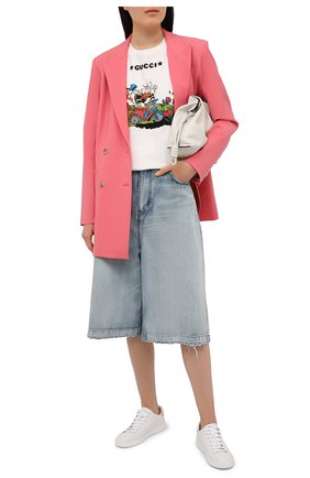 Женская хлопковая футболка GUCCI белого цвета по цене 51900 руб., арт. 615044/XJDBI | Фото 2 Женская хлопковая футболка GUCCI белого цвета, арт. 615044/XJDBI | Фото 2