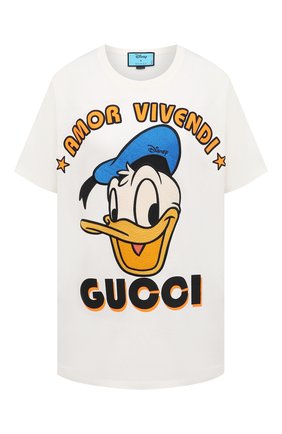 Женская хлопковая футболка disney x gucci GUCCI белого цвета по цене 61300 руб., арт. 615044/XJDBJ | Фото 1 Женская хлопковая футболка disney x gucci GUCCI белого цвета, арт. 615044/XJDBJ | Фото 1