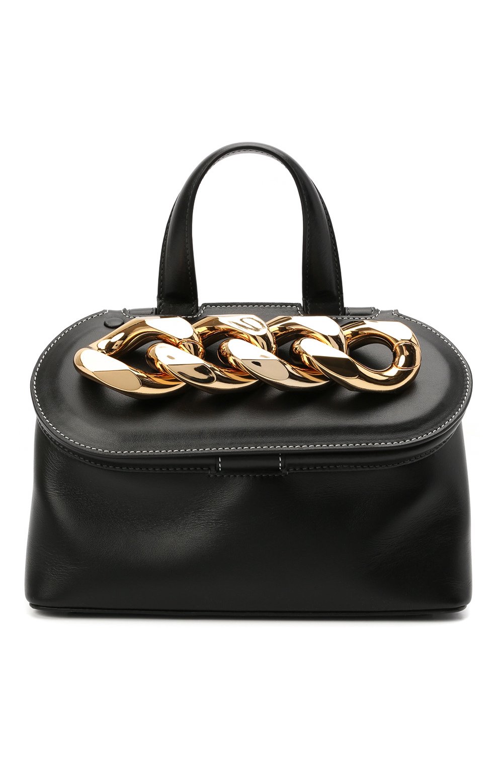 Женская сумка chain lid JW ANDERSON черного цвета, арт. HB0317 LA0020 | Фото 1 (Сумки-технические: Сумки через плечо, Сумки top-handle; Материал: Натуральная кожа; Ремень/цепочка: На ремешке; Размер: small)