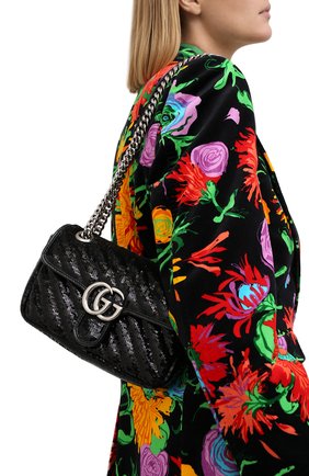 Женская сумка gg marmont 2.0 mini GUCCI черного цвета по цене 191000 руб., арт. 446744/9SYWP | Фото 2 Женская сумка gg marmont 2.0 mini GUCCI черного цвета, арт. 446744/9SYWP | Фото 2 (Материал: Текстиль; Размер: mini; Ремень/цепочка: С цепочкой, На ремешке; Сумки-технические: Сумки через плечо; Женское Кросс-КТ: Вечерняя сумка)