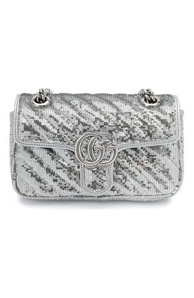 Женская сумка gg marmont 2.0 mini GUCCI серебряного цвета по цене 191000 руб., арт. 446744/9SYXP | Фото 1 Женская сумка gg marmont 2.0 mini GUCCI серебряного цвета, арт. 446744/9SYXP | Фото 1 (Ремень/цепочка: С цепочкой, На ремешке; Материал: Текстиль; Размер: mini; Сумки-технические: Сумки через плечо; Женское Кросс-КТ: Вечерняя сумка)