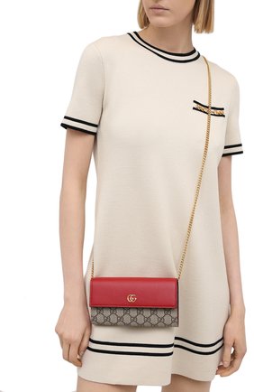 Женские кожаный кошелек на цепочке petite marmont GUCCI красного цвета по цене 59700 руб., арт. 546585/17WAG | Фото 2 Женские кожаный кошелек на цепочке petite marmont GUCCI красного цвета, арт. 546585/17WAG | Фото 2