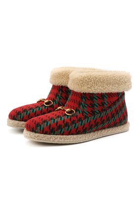 Женские текстильные ботинки GUCCI красного цвета по цене 74600 руб., арт. 599017/2NG50 | Фото 1 Женские текстильные ботинки GUCCI красного цвета, арт. 599017/2NG50 | Фото 1
