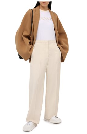 Женская хлопковая футболка LANVIN белого цвета по цене 26500 руб., арт. RW-T0688J-JR54-P21 | Фото 2 Женская хлопковая футболка LANVIN белого цвета, арт. RW-T0688J-JR54-P21 | Фото 2