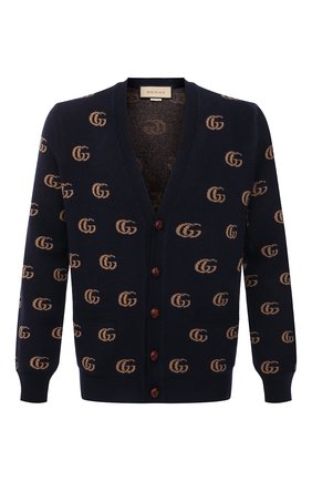 Мужской шерстяной кардиган GUCCI синего цвета по цене 84300 руб., арт. 645291/XKBPF | Фото 1 Мужской шерстяной кардиган GUCCI синего цвета, арт. 645291/XKBPF | Фото 1
