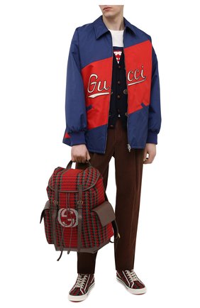 Мужской текстильный рюкзак GUCCI красного цвета, арт. 625939/2J9AT | Фото 2 (Материал: Текстиль; Размер: large; Сумки: Сумки)
