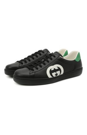 Мужские кожаные кеды new ace GUCCI черного цвета по цене 55100 руб., арт. 625783/1XG70 | Фото 1 Мужские кожаные кеды new ace GUCCI черного цвета, арт. 625783/1XG70 | Фото 1
