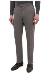 Мужские шерстяные брюки CANALI коричневого цвета, арт. 71019/AA02526 | Фото 3 (Материал внешний: Шерсть; Длина (брюки, джинсы): Стандартные; Стили: Классический; Случай: Формальный; Материал подклада: Вискоза)