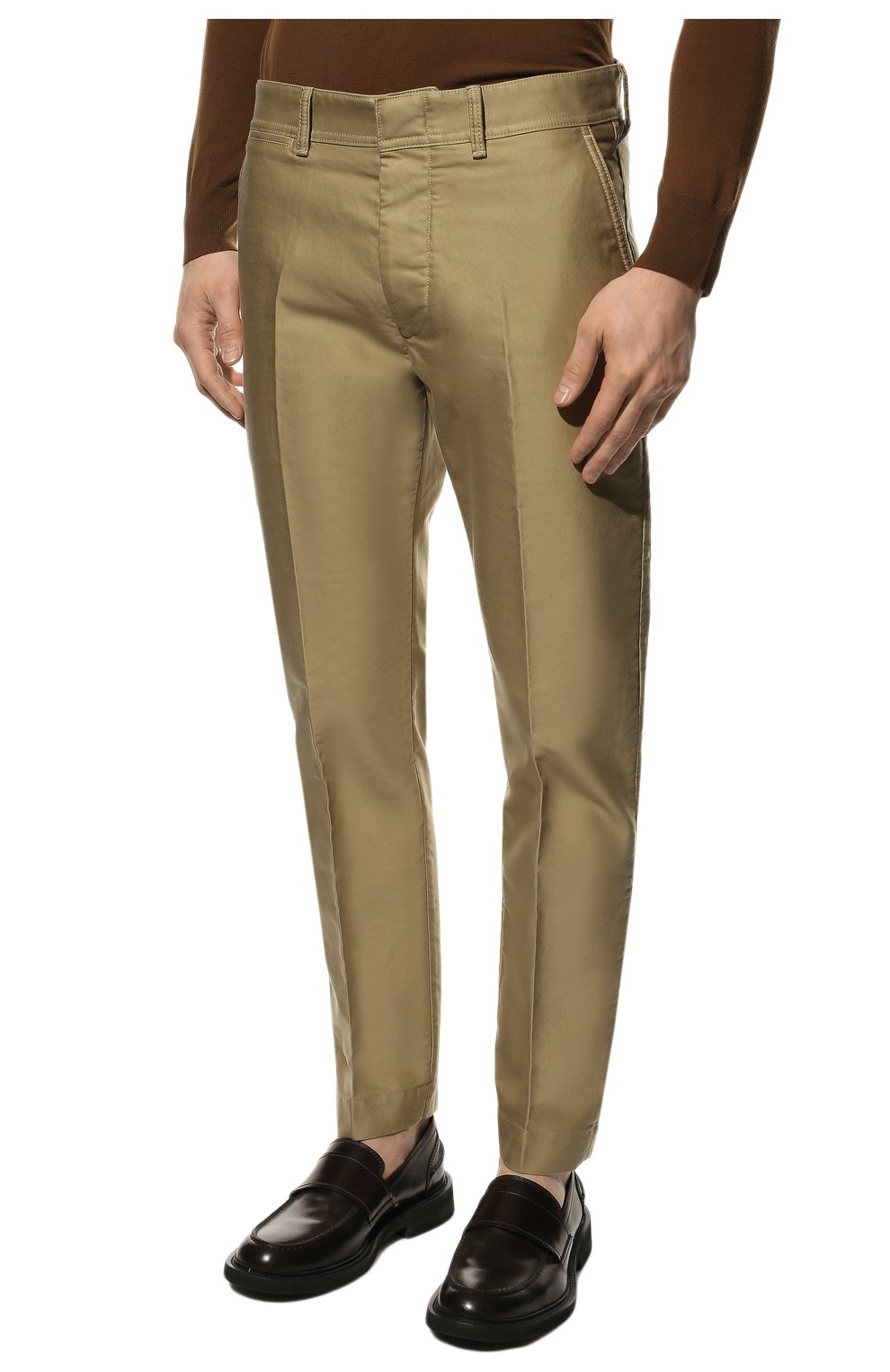 Мужские хлопковые брюки TOM FORD бежевого цвета, арт. BW141/TFP224 | Фото 3 (Силуэт М (брюки): Чиносы; Длина (брюки, джинсы): Стандартные; Случай: Повседневный; Региональные ограничения белый список (Axapta Mercury): RU; Материал внешний: Хлопок; Стили: Кэжуэл)