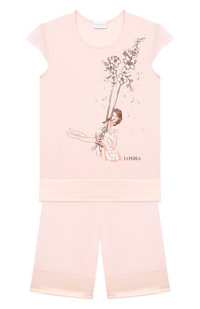 Детская пижама LA PERLA розового цвета по цене 12400 руб., арт. 70141/8A-14A | Фото 1 Детская пижама LA PERLA розового цвета, арт. 70141/8A-14A | Фото 1