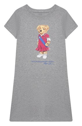 Детское хлопковое платье POLO RALPH LAUREN серого цвета по цене 6395 руб., арт. 311837200 | Фото 1 Детское хлопковое платье POLO RALPH LAUREN серого цвета, арт. 311837200 | Фото 1 (Девочки Кросс-КТ: Платье-одежда; Рукава: Короткие; Материал внешний: Хлопок; Случай: Повседневный; Ростовка одежда: 2 года | 92 см, 4 года | 104 см)