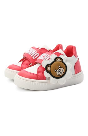Детские кожаные кеды MOSCHINO белого цвета по цене 26050 руб., арт. 67391/S0FTY/KIPS/VERNICE 7/18-26 | Фото 1 Детские кожаные кеды MOSCHINO белого цвета, арт. 67391/S0FTY/KIPS/VERNICE 7/18-26 | Фото 1 (Материал внутренний: Натуральная кожа; Кросс-КТ: велькро; Материал внешний: Кожа; Региональные ограничения белый список (Axapta Mercury): RU; Длина стельки: 12,5, 13,1; Девочки Кросс-КТ: Обувь-низкие)