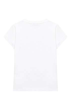 Детская хлопковая футболка IL GUFO белого цвета, арт. P21TS278M0014/5A-8A | Фото 2 (Рукава: Короткие; Материал внешний: Хлопок; Девочки Кросс-КТ: футболка-одежда; Региональные ограничения белый список (Axapta Mercury): RU; Ростовка одежда: 4 года | 104 см, 5 лет | 110 см, 7 лет | 122 см)