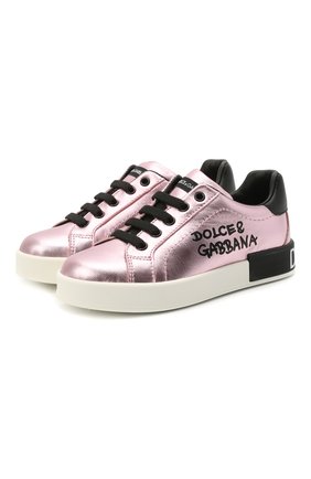 Детские кожаные кеды DOLCE & GABBANA розового цвета по цене 21550 руб., арт. D10806/AN442/24-28 | Фото 1 Детские кожаные кеды DOLCE & GABBANA розового цвета, арт. D10806/AN442/24-28 | Фото 1 (Материал внутренний: Натуральная кожа; Материал внешний: Кожа)