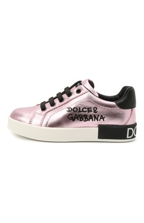 Детские кожаные кеды DOLCE & GABBANA розового цвета по цене 21550 руб., арт. D10806/AN442/24-28 | Фото 2 Детские кожаные кеды DOLCE & GABBANA розового цвета, арт. D10806/AN442/24-28 | Фото 2 (Материал внутренний: Натуральная кожа; Материал внешний: Кожа)