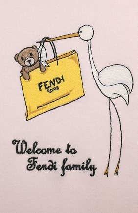 Женский хлопковое платье FENDI розового цвета по цене 27900 руб., арт. BFB325/A8LK/3M-9M | Фото 3 Женский хлопковое платье FENDI розового цвета, арт. BFB325/A8LK/3M-9M | Фото 3