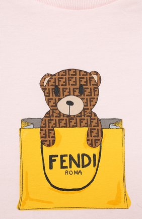 Детский хлопковая футболка FENDI розового цвета по цене 11850 руб., арт. BUI016/ST8/12M-24M | Фото 3 Детский хлопковая футболка FENDI розового цвета, арт. BUI016/ST8/12M-24M | Фото 3