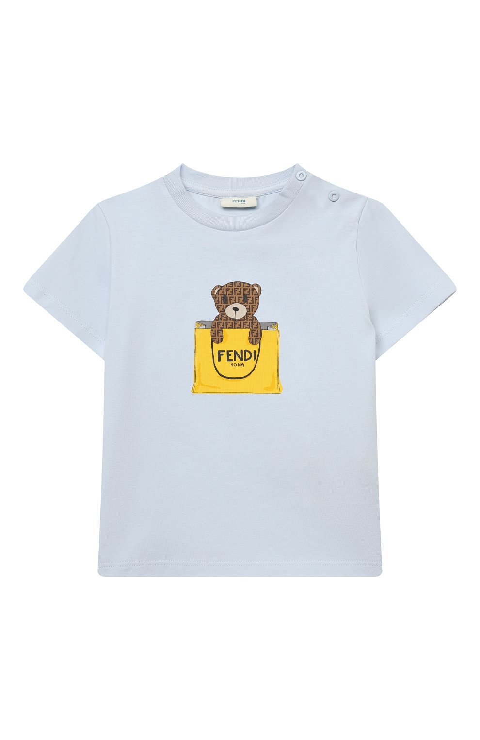 Детский хлопковая футболка FENDI голубого цвета, арт. BUI016/ST8/12M-24M | Фото 1