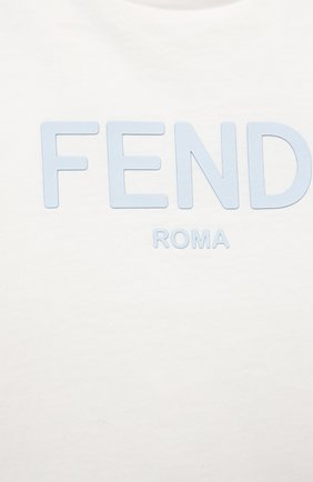 Детский хлопковая футболка FENDI белого цвета по цене 8995 руб., арт. BUI019/AEXL/12M-24M | Фото 3 Детский хлопковая футболка FENDI белого цвета, арт. BUI019/AEXL/12M-24M | Фото 3