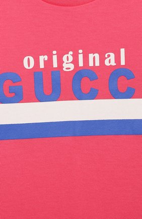 Детский хлопковая футболка GUCCI розового цвета по цене 10800 руб., арт. 548034/XJC7M | Фото 3 Детский хлопковая футболка GUCCI розового цвета, арт. 548034/XJC7M | Фото 3