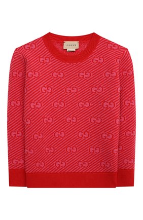 Детский шерстяной пуловер GUCCI красного цвета по цене 37400 руб., арт. 638305/XKBNH | Фото 1 Детский шерстяной пуловер GUCCI красного цвета, арт. 638305/XKBNH | Фото 1