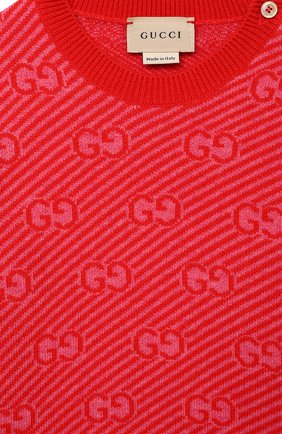 Детский шерстяной пуловер GUCCI красного цвета по цене 33900 руб., арт. 638308/XKBNH | Фото 3 Детский шерстяной пуловер GUCCI красного цвета, арт. 638308/XKBNH | Фото 3
