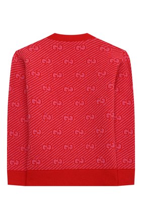Детский шерстяной кардиган GUCCI красного цвета по цене 50400 руб., арт. 638323/XKBNH | Фото 2 Детский шерстяной кардиган GUCCI красного цвета, арт. 638323/XKBNH | Фото 2