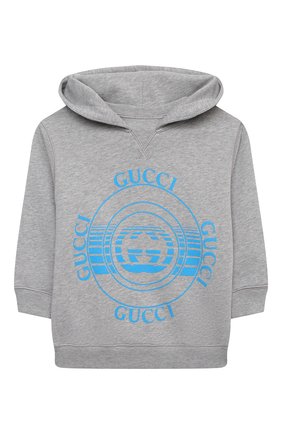 Детский хлопковое худи GUCCI серого цвета по цене 22300 руб., арт. 645426/XJC7E | Фото 1 Детский хлопковое худи GUCCI серого цвета, арт. 645426/XJC7E | Фото 1