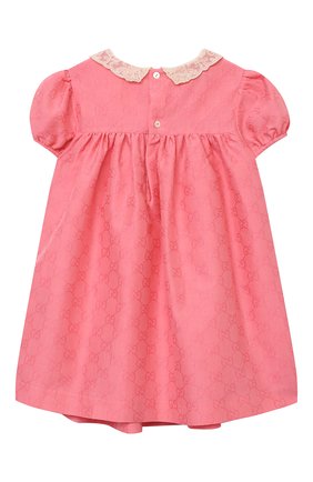 Женский хлопковое платье GUCCI розового цвета, арт. 648253/XWA0A | Фото 2 (Ростовка одежда: 12 мес | 80 см, 18 мес | 86 см, 24 мес | 92 см, 36 мес | 98 см, 9 мес | 74 см)