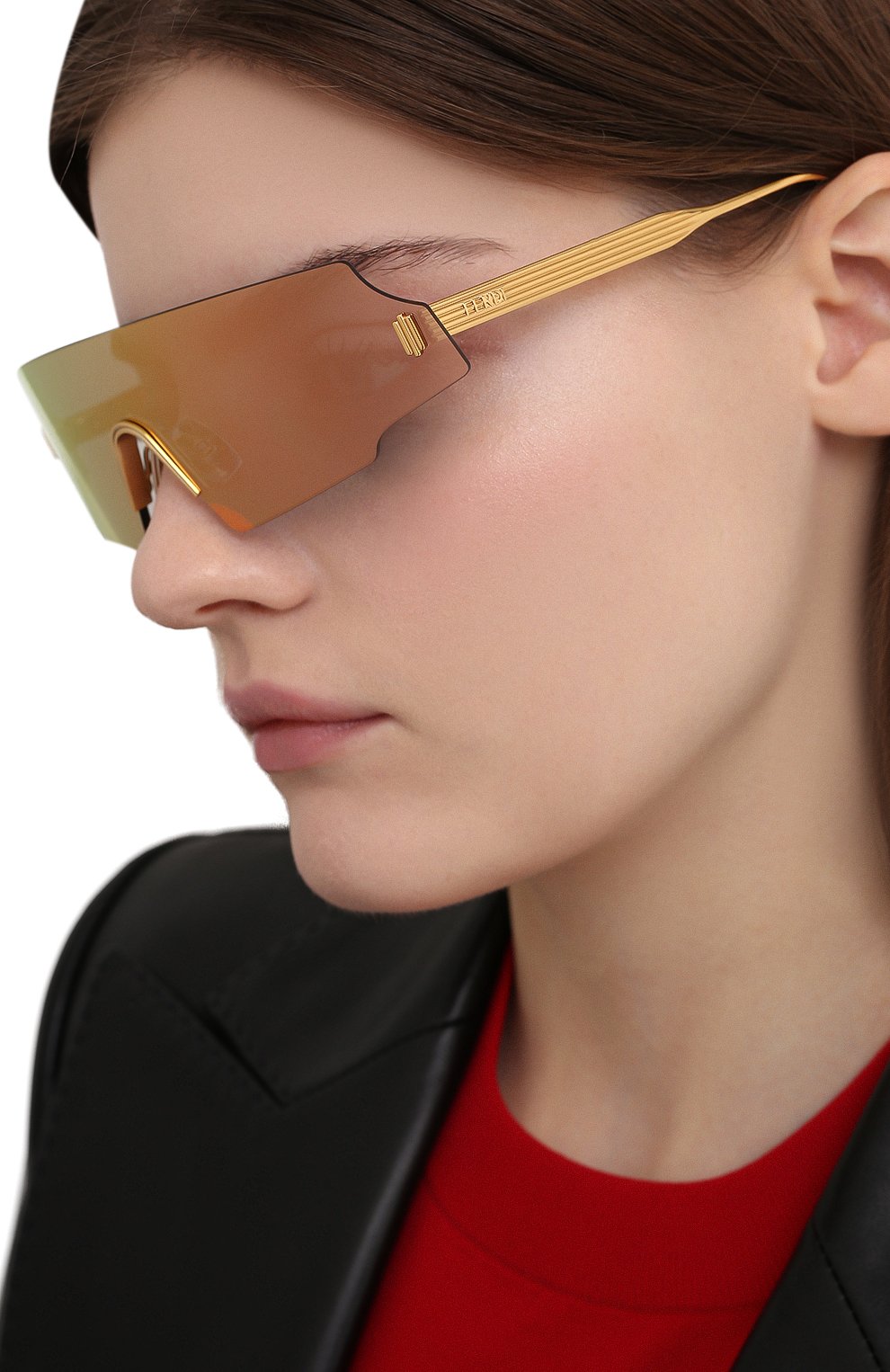 Женские солнцезащитные очки FENDI розового цвета, арт. 0440 000 | Фото 2 (Региональные ограничения белый список (Axapta Mercury): RU; Тип очков: С/з; Очки форма: Маска; Оптика Гендер: оптика-женское)