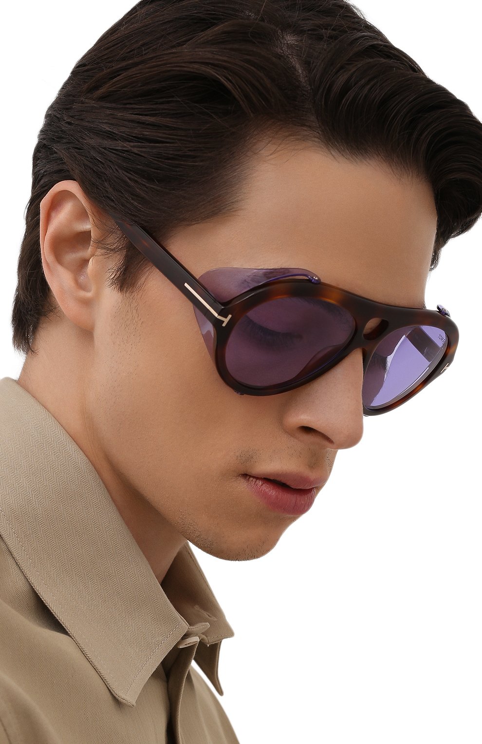 Женские солнцезащитные очки TOM FORD коричневого цвета, арт. TF882 53Y | Фото 3 (Тип очков: С/з; Очки форма: Авиаторы; Оптика Гендер: оптика-унисекс)
