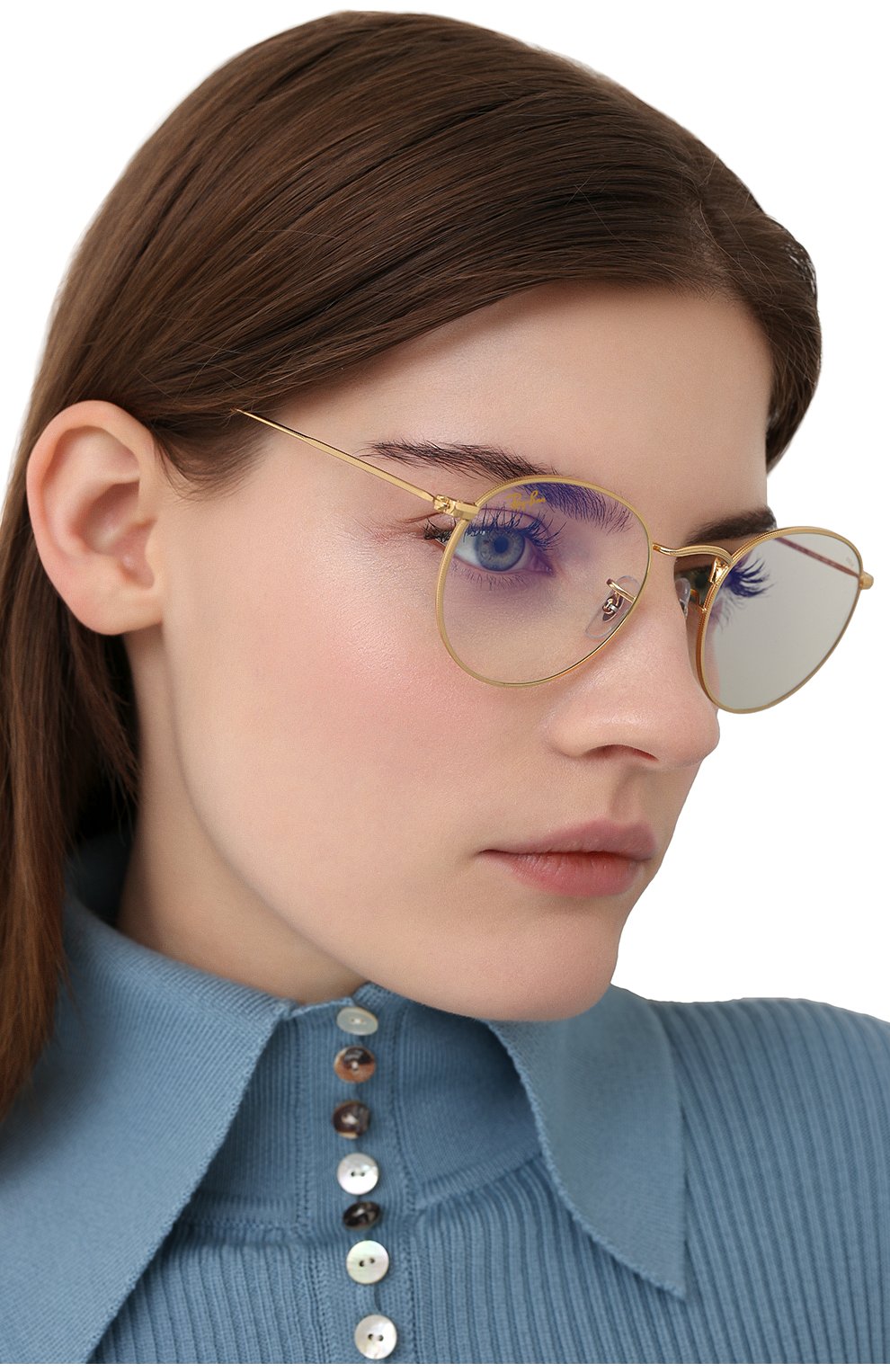 Женские солнцезащитные очки RAY-BAN золотого цвета по цене 14100 руб., арт. 3447-9196BL | Фото 2 Женские солнцезащитные очки RAY-BAN золотого цвета, арт. 3447-9196BL | Фото 2