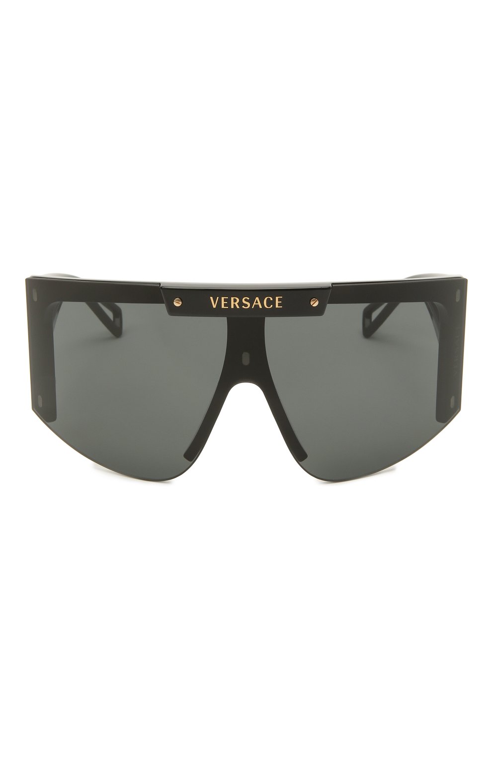 Женские солнцезащитные очки VERSACE черного цвета, арт. 4393-GB1/87 | Фото 3 (Региональные ограничения белый список (Axapta Mercury): RU; Тип очков: С/з; Очки форма: Маска; Оптика Гендер: оптика-женское)