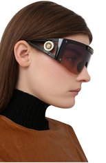 Женские солнцезащитные очки VERSACE черного цвета, арт. 4393-GB1/87 | Фото 6 (Региональные ограничения белый список (Axapta Mercury): RU; Тип очков: С/з; Очки форма: Маска; Оптика Гендер: оптика-женское)