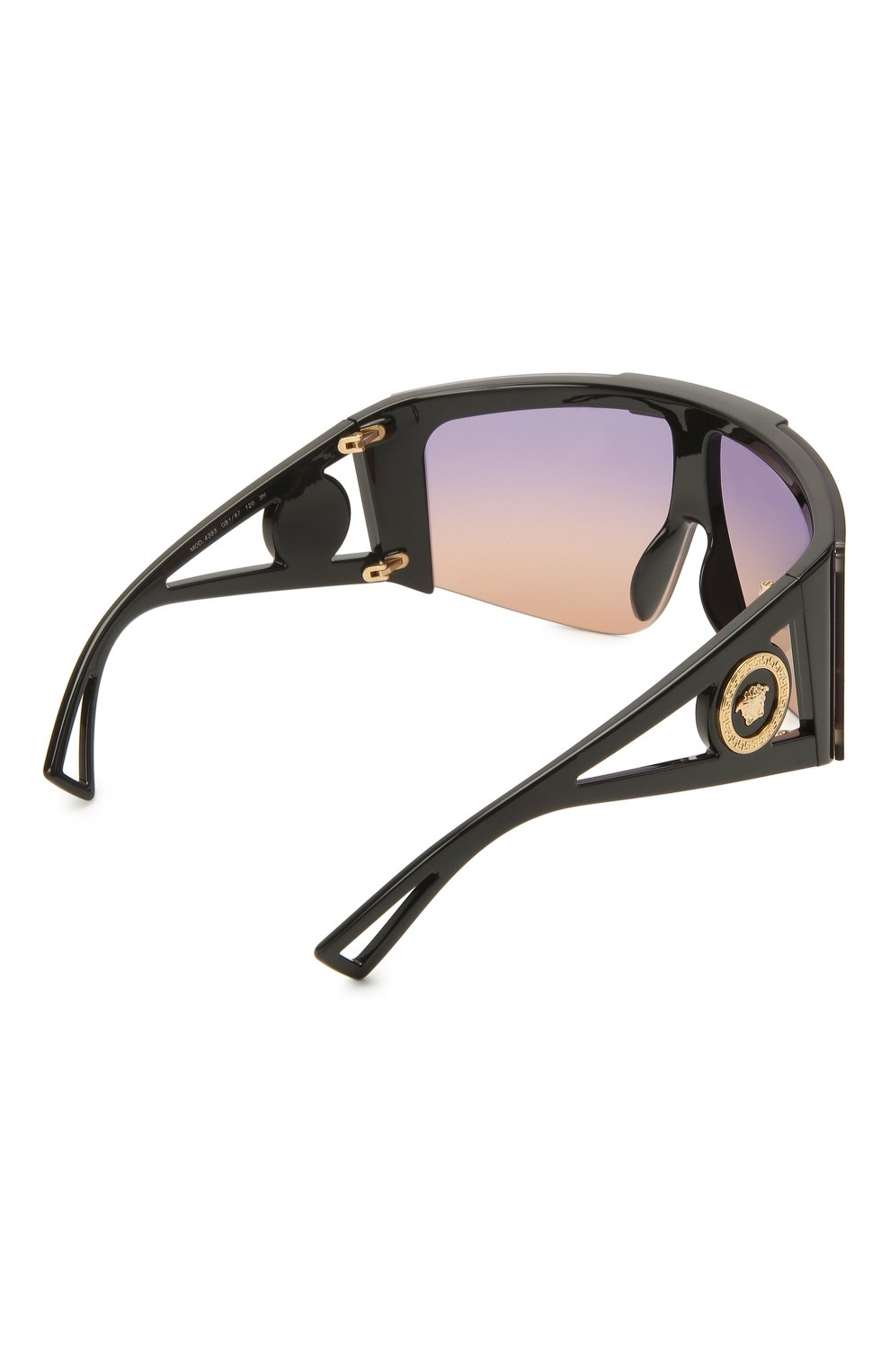 Женские солнцезащитные очки VERSACE черного цвета, арт. 4393-GB1/87 | Фото 8 (Региональные ограничения белый список (Axapta Mercury): RU; Тип очков: С/з; Очки форма: М аска; Оптика Гендер: оптика-женское)