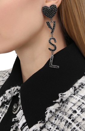 Женские клипсы SAINT LAURENT черного цвета по цене 63100 руб., арт. 652837/Y1526 | Фото 2 Женские клипсы SAINT LAURENT черного цвета, арт. 652837/Y1526 | Фото 2