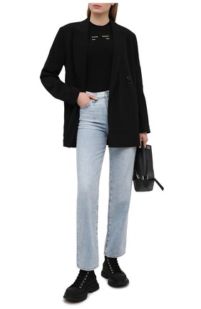 Женская хлопковая футболка PROENZA SCHOULER WHITE LABEL черного цвета по цене 13750 руб., арт. WL2114226-JC144 | Фото 2 Женская хлопковая футболка PROENZA SCHOULER WHITE LABEL черного цвета, арт. WL2114226-JC144 | Фото 2