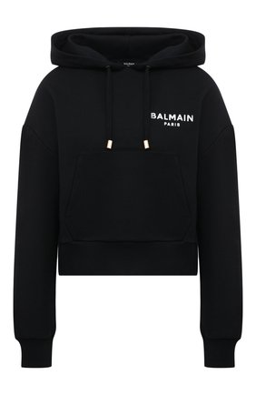 Женский хлопковое худи BALMAIN черно-белого цвета по цене 58750 руб., арт. VF13792/B015 | Фото 1 Женский хлопковое худи BALMAIN черно-белого цвета, арт. VF13792/B015 | Фото 1
