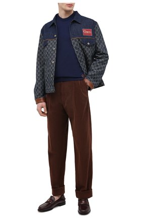 Мужской кашемировый джемпер GUCCI синего цвета по цене 87200 руб., арт. 642794/XKBRM | Фото 2 Мужской кашемировый джемпер GUCCI синего цвета, арт. 642794/XKBRM | Фото 2