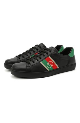 Мужские кожаные кеды ace GUCCI черного цвета по цене 53150 руб., арт. 644749/1XGM0 | Фото 1 Мужские кожаные кеды ace GUCCI черного цвета, арт. 644749/1XGM0 | Фото 1