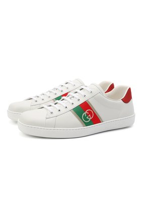 Мужские кожаные кеды ace GUCCI белого цвета по цене 50200 руб., арт. 644749/1XGM0 | Фото 1 Мужские кожаные кеды ace GUCCI белого цвета, арт. 644749/1XGM0 | Фото 1
