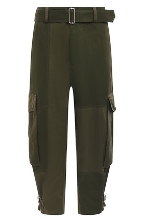 Мужские хлопковые брюки-карго JW ANDERSON хаки цвета, арт. TR0124 PG0464 | Фото 1 (Силуэт М (брюки): Карго; Стили: Кэжуэл; Случай: Повседневный; Длина (брюки, джинсы): Укороченные; Материал внешний: Хлопок)